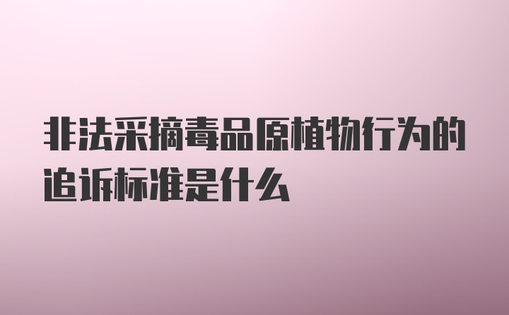 非法采摘毒品原植物行为的追诉标准是什么