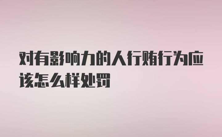 对有影响力的人行贿行为应该怎么样处罚