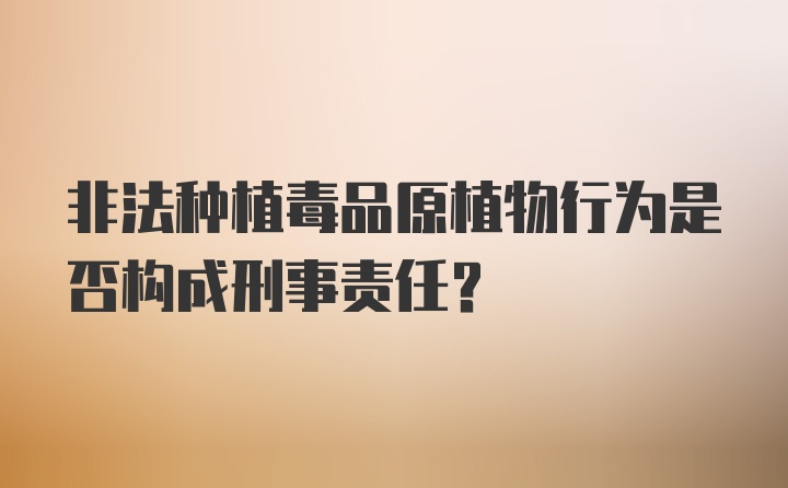 非法种植毒品原植物行为是否构成刑事责任?