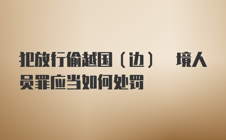 犯放行偷越国(边) 境人员罪应当如何处罚