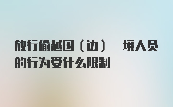 放行偷越国(边) 境人员的行为受什么限制