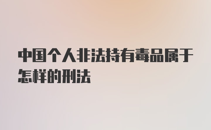 中国个人非法持有毒品属于怎样的刑法