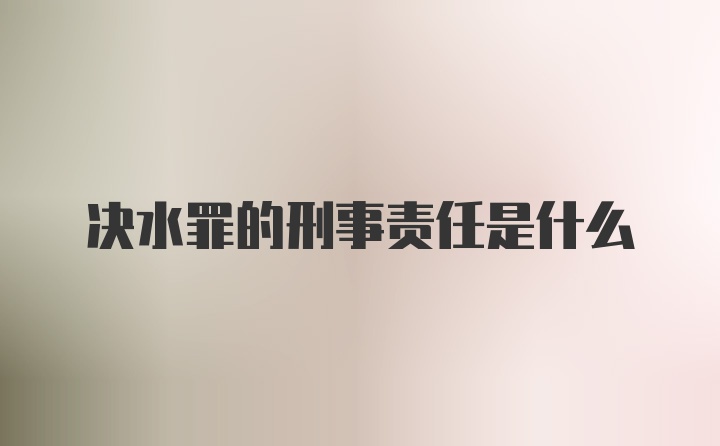 决水罪的刑事责任是什么