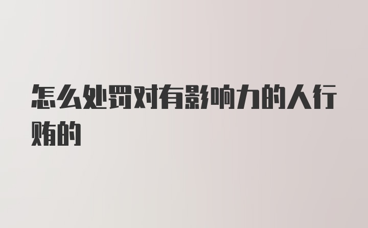 怎么处罚对有影响力的人行贿的