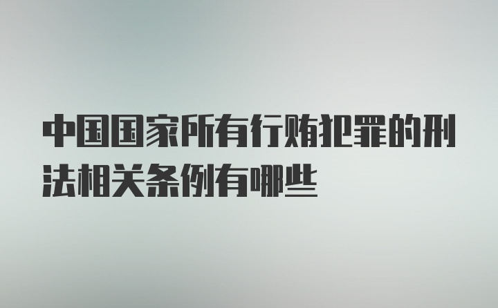 中国国家所有行贿犯罪的刑法相关条例有哪些