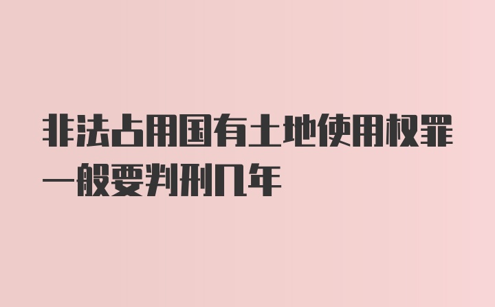 非法占用国有土地使用权罪一般要判刑几年