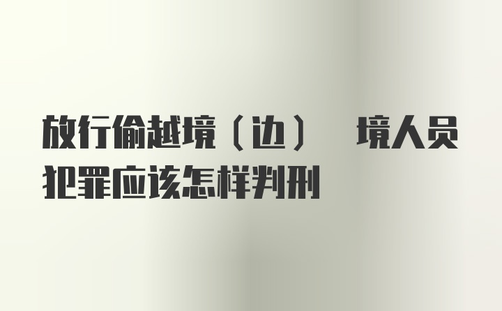 放行偷越境(边) 境人员犯罪应该怎样判刑