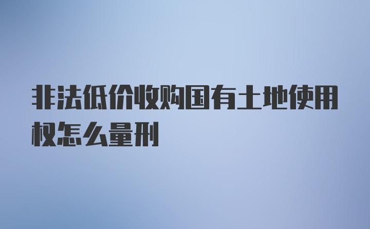 非法低价收购国有土地使用权怎么量刑