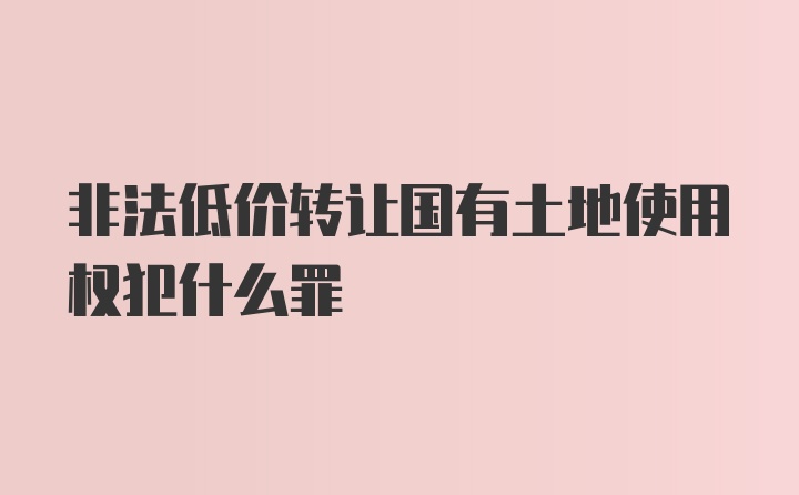 非法低价转让国有土地使用权犯什么罪