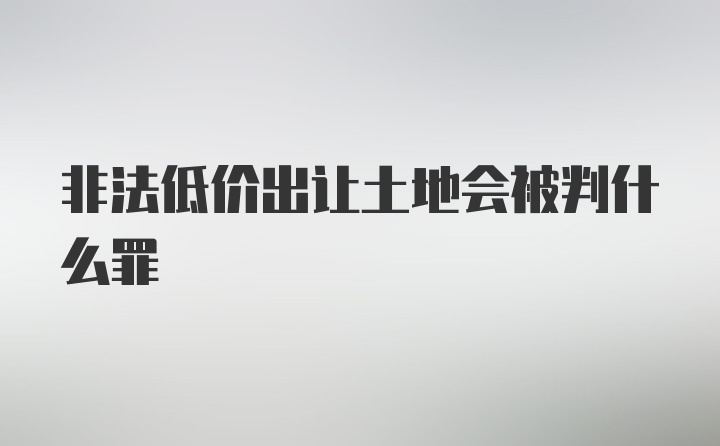 非法低价出让土地会被判什么罪