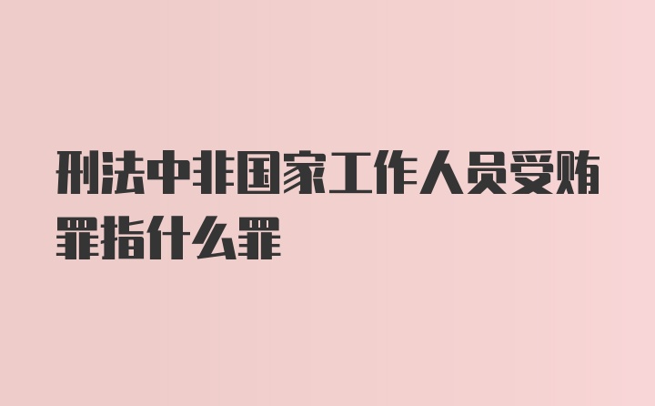 刑法中非国家工作人员受贿罪指什么罪