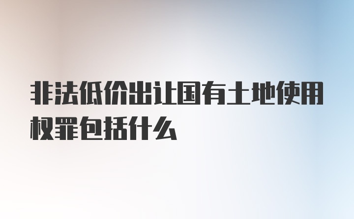 非法低价出让国有土地使用权罪包括什么