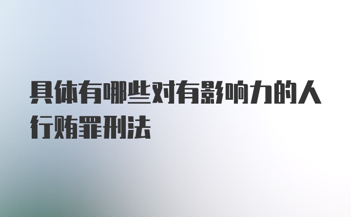 具体有哪些对有影响力的人行贿罪刑法