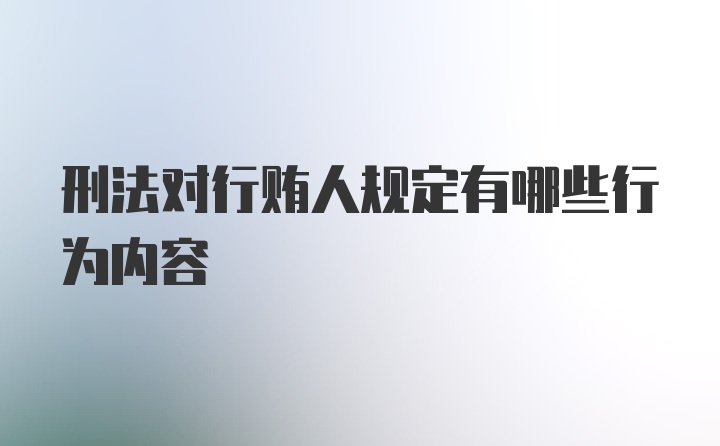 刑法对行贿人规定有哪些行为内容