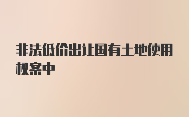 非法低价出让国有土地使用权案中