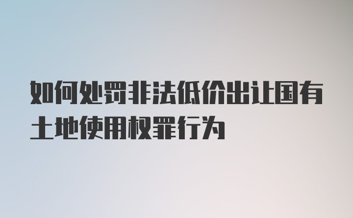 如何处罚非法低价出让国有土地使用权罪行为