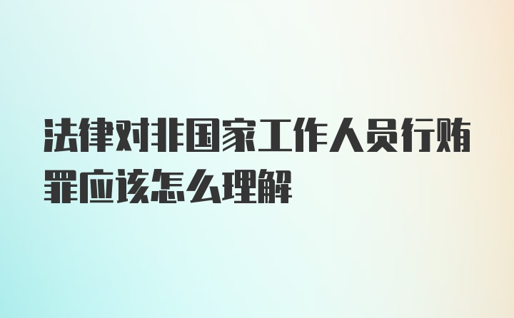 法律对非国家工作人员行贿罪应该怎么理解