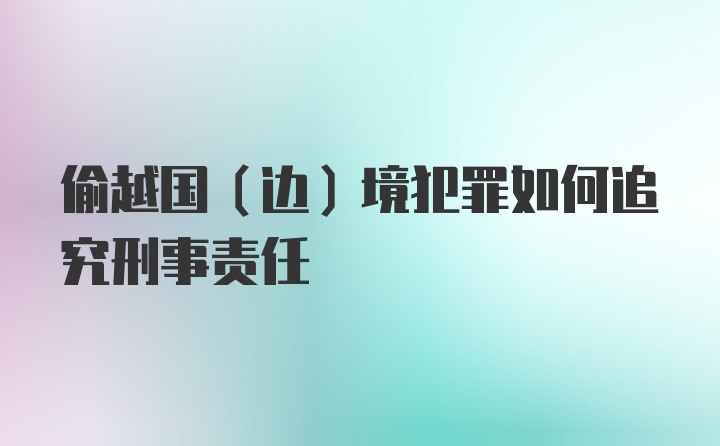 偷越国（边）境犯罪如何追究刑事责任