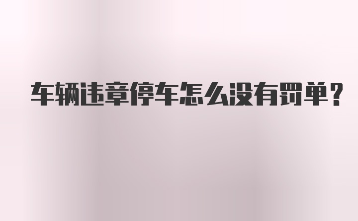 车辆违章停车怎么没有罚单?