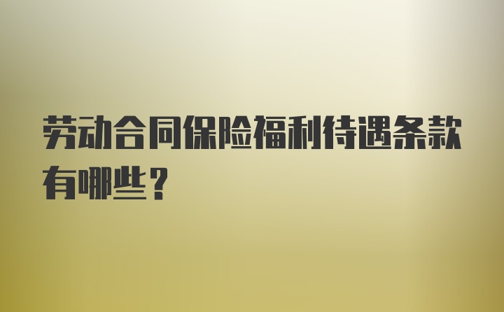 劳动合同保险福利待遇条款有哪些?