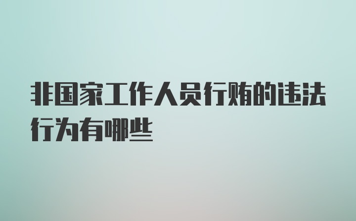 非国家工作人员行贿的违法行为有哪些