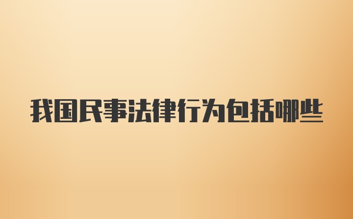 我国民事法律行为包括哪些