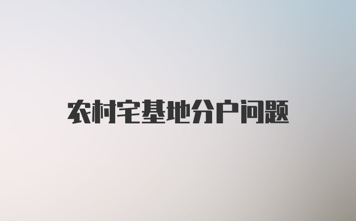 农村宅基地分户问题