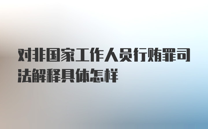 对非国家工作人员行贿罪司法解释具体怎样