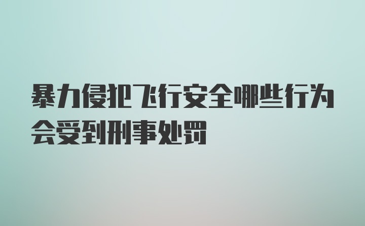 暴力侵犯飞行安全哪些行为会受到刑事处罚