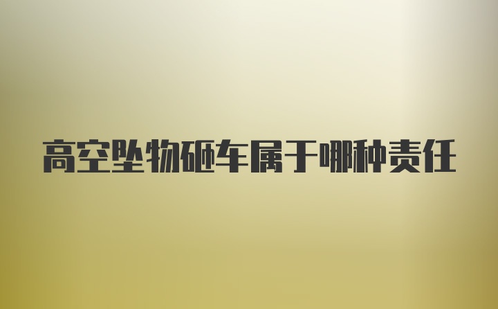 高空坠物砸车属于哪种责任