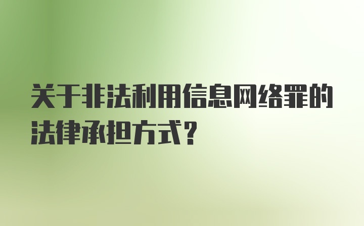 关于非法利用信息网络罪的法律承担方式？