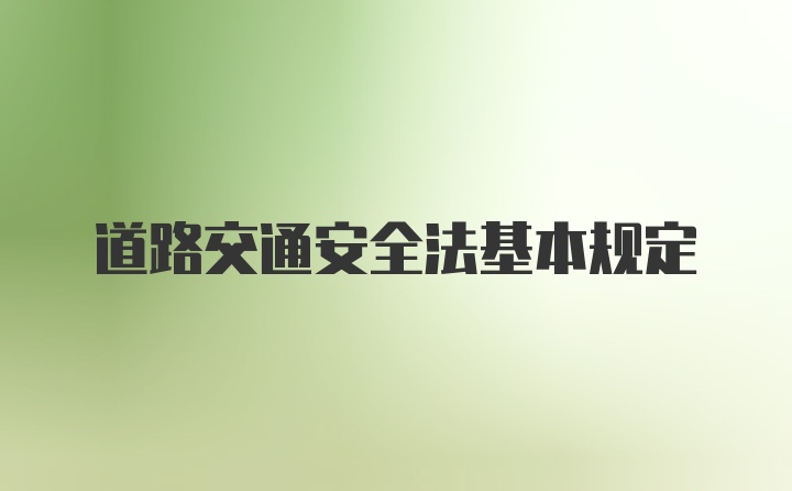 道路交通安全法基本规定