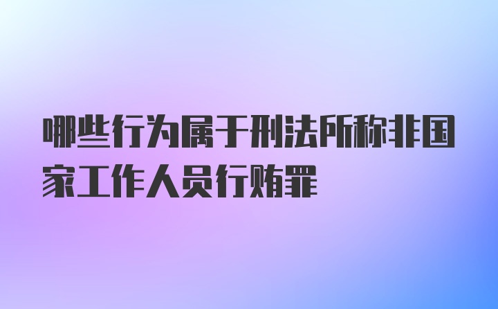 哪些行为属于刑法所称非国家工作人员行贿罪