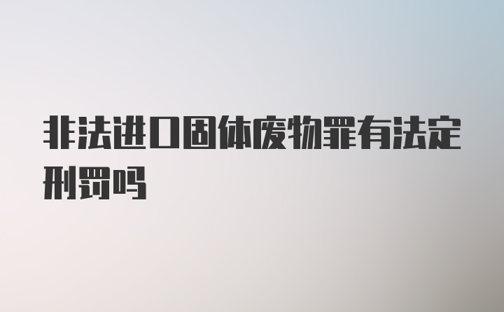 非法进口固体废物罪有法定刑罚吗