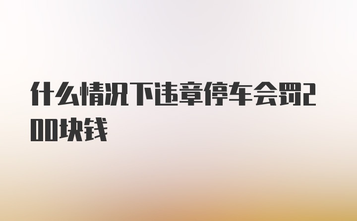 什么情况下违章停车会罚200块钱