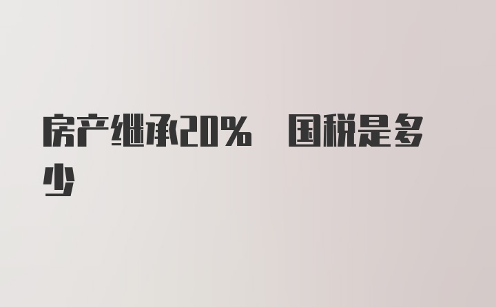 房产继承20% 国税是多少