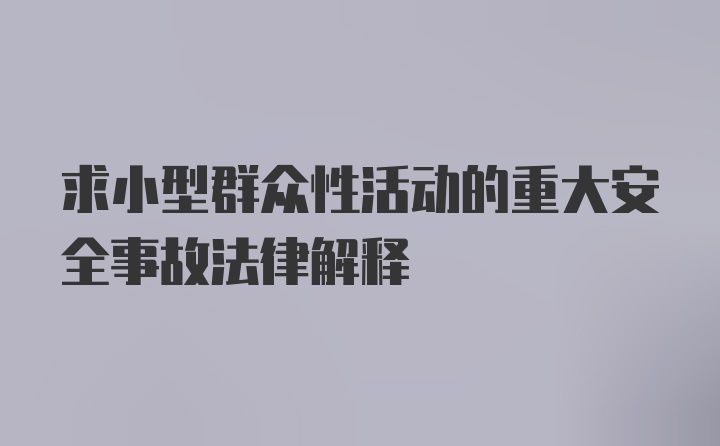 求小型群众性活动的重大安全事故法律解释