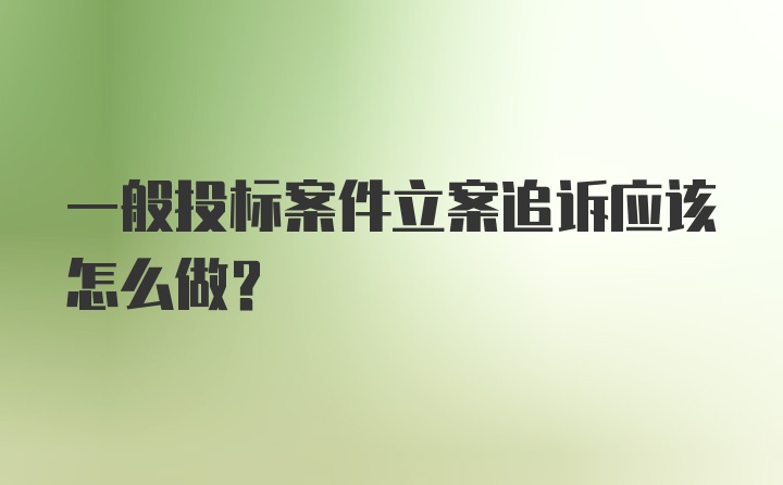 一般投标案件立案追诉应该怎么做？