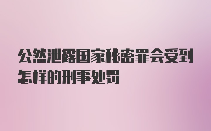 公然泄露国家秘密罪会受到怎样的刑事处罚