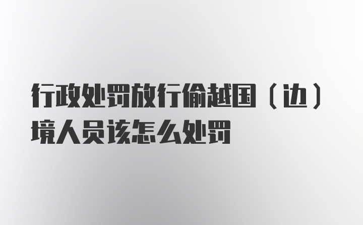 行政处罚放行偷越国（边）境人员该怎么处罚