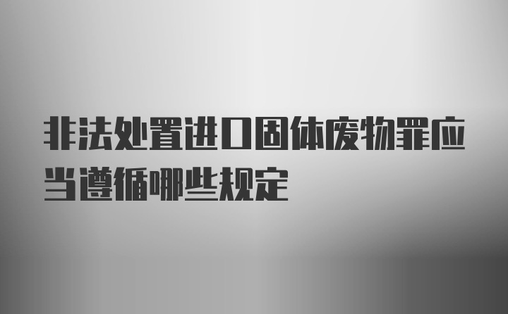 非法处置进口固体废物罪应当遵循哪些规定