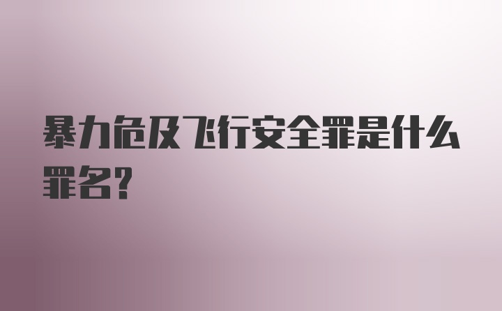 暴力危及飞行安全罪是什么罪名?