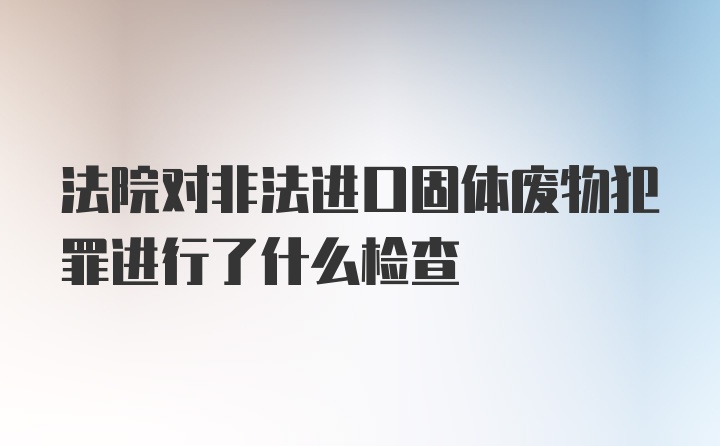 法院对非法进口固体废物犯罪进行了什么检查