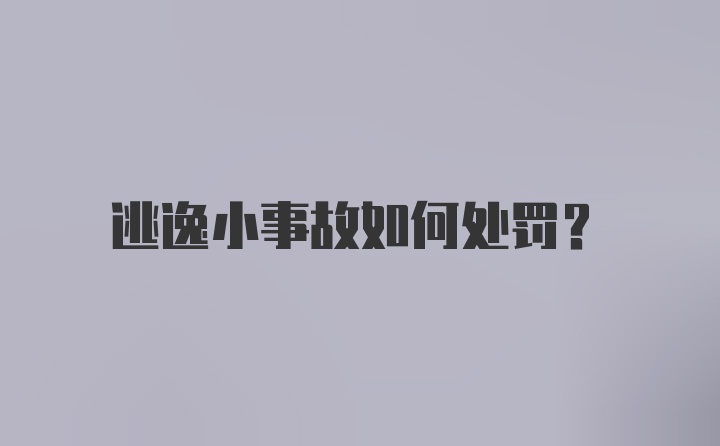 逃逸小事故如何处罚？