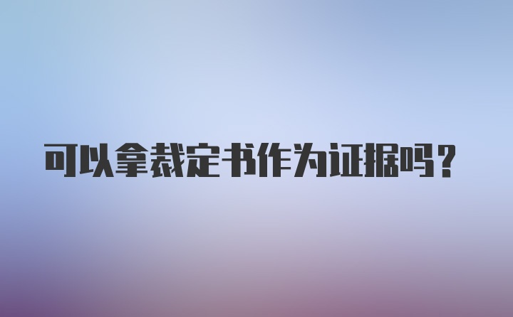 可以拿裁定书作为证据吗?