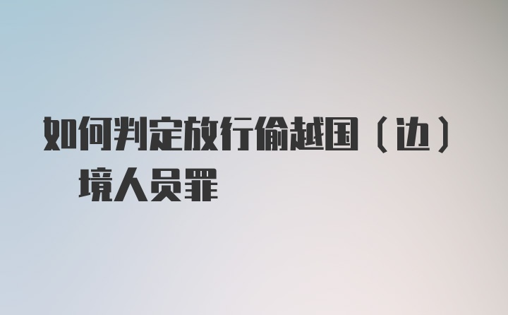 如何判定放行偷越国(边) 境人员罪