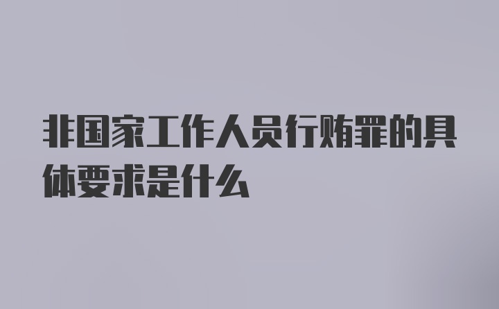 非国家工作人员行贿罪的具体要求是什么