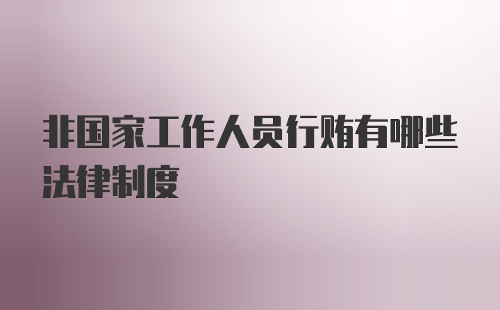 非国家工作人员行贿有哪些法律制度