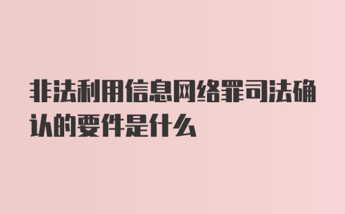 非法利用信息网络罪司法确认的要件是什么