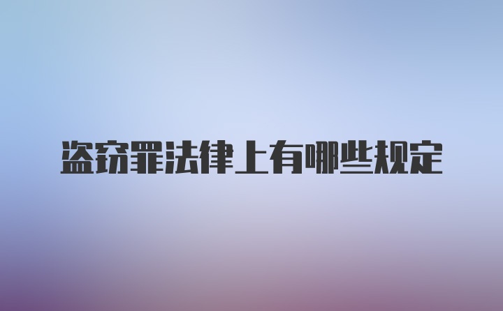 盗窃罪法律上有哪些规定